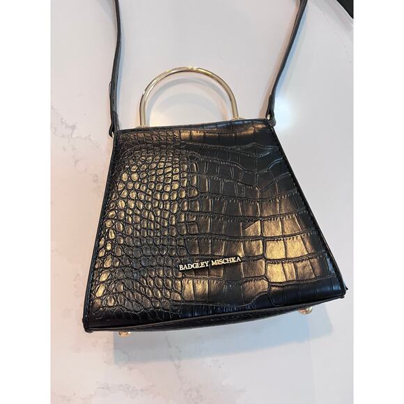 Badgley Mischka Croc-Embossed Vegan Leather Top Handle Bag - Picture 6 of 9